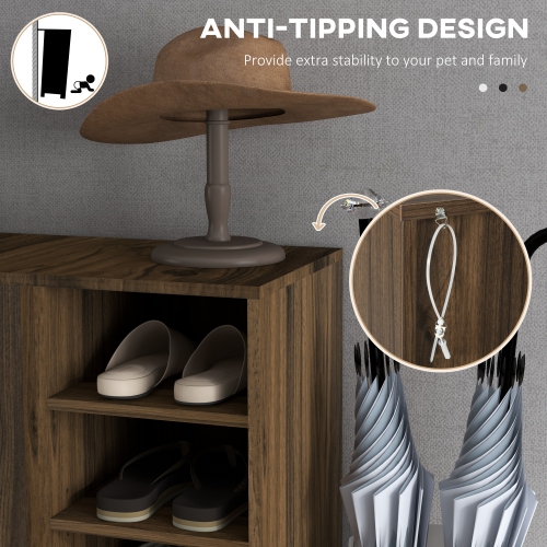 HOMCOM – Armoire à chaussures moderne avec 2 portes et 5 compartiments ouverts, 17 paire d'armoires de rangement pour chaussures avec tablettes