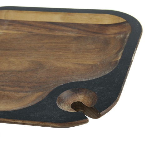 6.5" Brown and Black Square Handcrafted Wine Party Tray