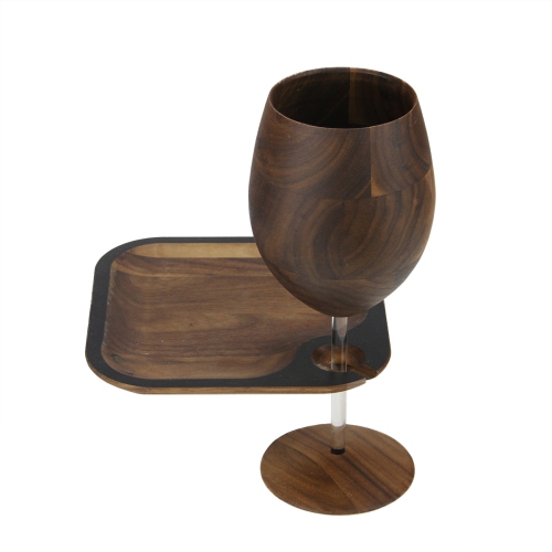 6.5" Brown and Black Square Handcrafted Wine Party Tray