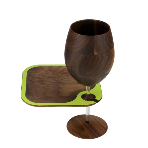 6.5" Brown and Green Square Handcrafted Wine Party Tray