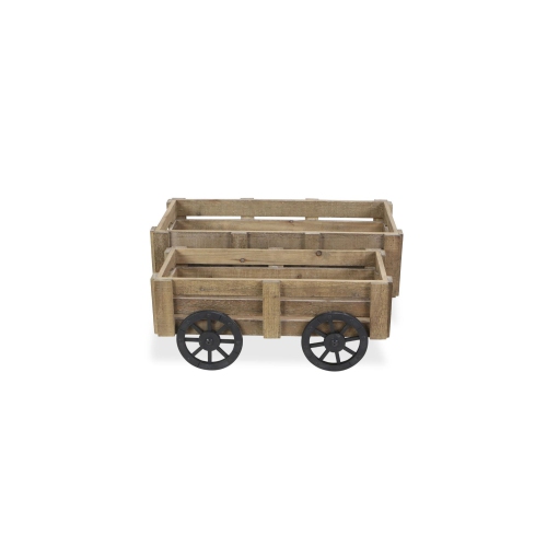 Set of 2 Brown and Black Handmade Storage Crates with Wheels 23.75"