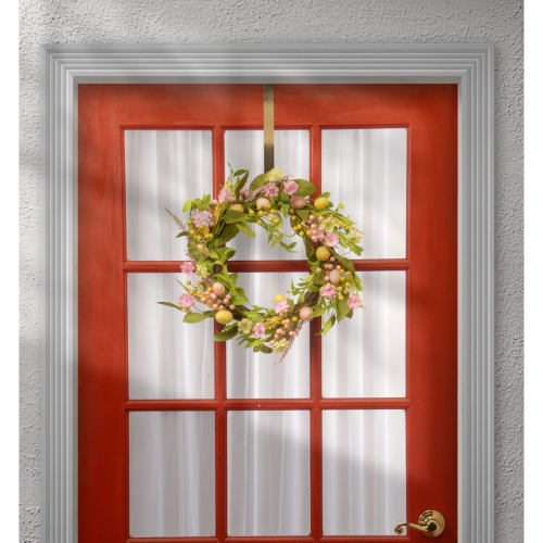 Flower Blooms with Pastel Eggs Artificial Easter Wreath, 22-Inch