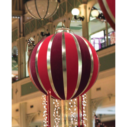 Pre-Lit Inflatable Commercial Outdoor Christmas Ball Ornament - 5' - Red and Gold