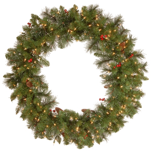 NATIONALTREECOMPANY  Pre-Lit Crestwood Spruce Artificial Christmas Wreath - 36" - Clear Lights