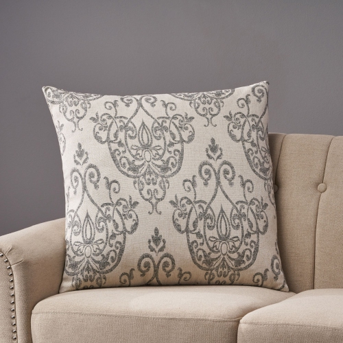 Housse de coussin décoratif carrée contemporaine grise de 25 po