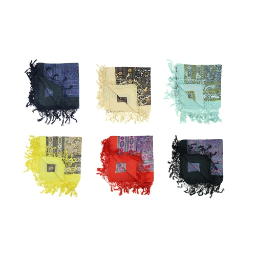 Club Pack de 12 châles stylisés contemporains colorés et stylisés pour femmes avec franges, 41 x 41 po