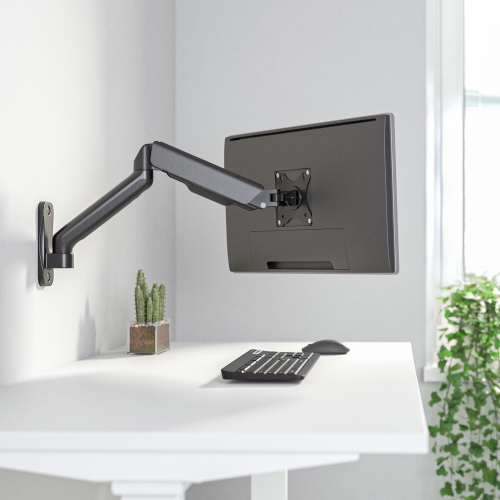 17"-32" Single Arm Wall Monitor Mount with High Load Up To 20lbs,Wall Mount Bracket Adjustable Gas Spring Single Arm Stand Max VESA 200x200mm