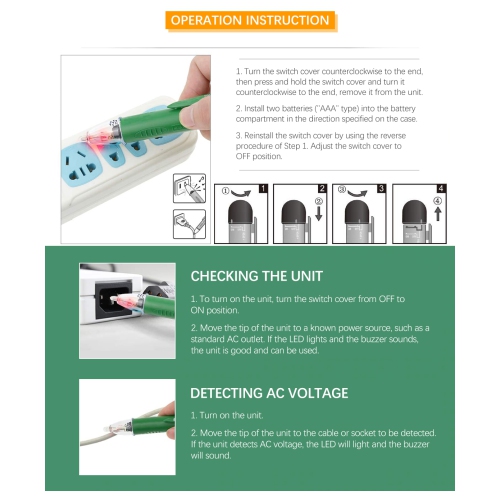 Testeur de circuit de tension sans contact, testeur de circuit de stylo détecteur de tension CA 70-1000 V avec pince de poche pour avertisseur
