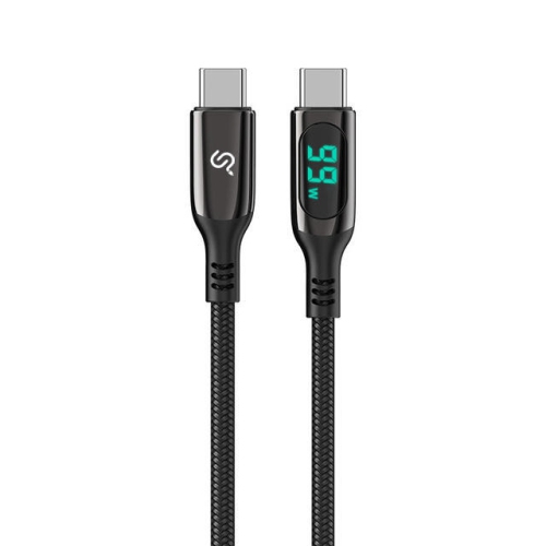 Câble tressé en nylon USB-C à USB-C à recharge rapide de 100&nbsp;W avec écran DEL - 3,28 pi
