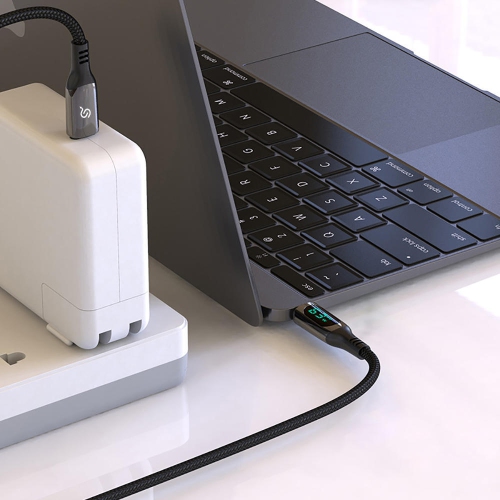 Câble tressé en nylon USB-C à USB-C à recharge rapide de 100&nbsp;W avec écran DEL - 3,28 pi