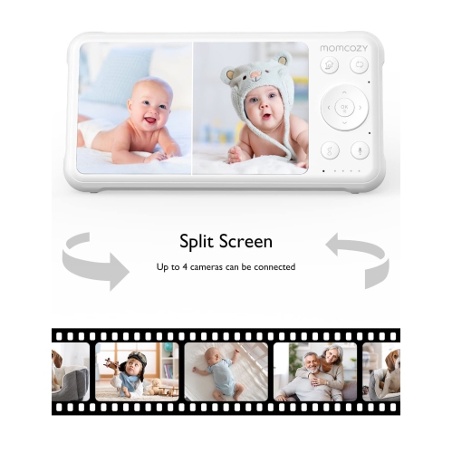 Momcozy Baby Monitor with 2 Cameras 5" 1080P Split Screen Video Baby Monitor with Camera and Audio no WiFi Infrared Night Vision 2-Way Audio