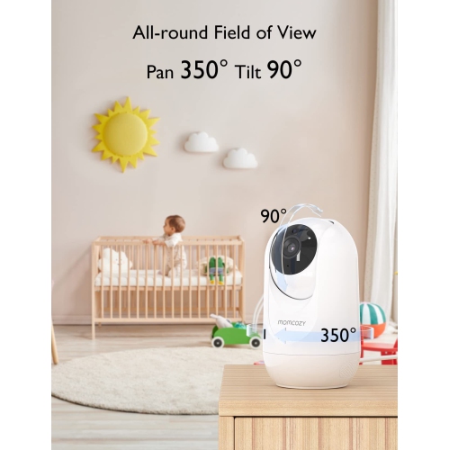 Momcozy Baby Monitor with 2 Cameras 5" 1080P Split Screen Video Baby Monitor with Camera and Audio no WiFi Infrared Night Vision 2-Way Audio