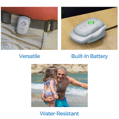 Suspension intelligente avec détection des chutes et GPS | voix bidirectionnelle | comprend 1 mois de surveillance des interventions d'urgence 24 * 7.