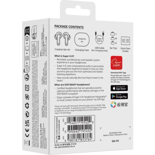 Creative Labs In-ear Active Noise Cancelling Truly Wireless Bluetooth 5.0 Headsets with Mic - White