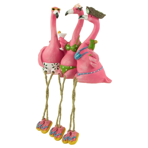 Three Amigos Beach Flamingos Statue - 9"
