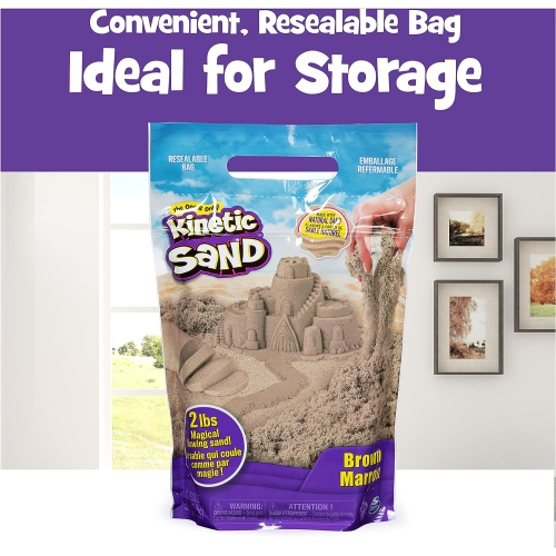 Kinetic Sand, le sable de jeu sensoriel moulable original, brun, 2&nbsp;lb. Sac refermable, 3 ans et plus