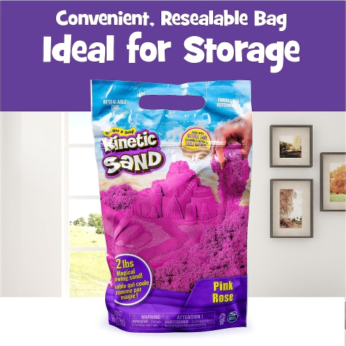 Kinetic Sand, le sable de jeu sensoriel moulable original, rose, 2&nbsp;lb. Sac refermable, 3 ans et plus
