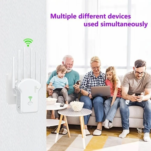 GENER 2023 WiFi Extender - Boost WiFi Signal, 300Mbps Dual Band, 3000sq.ft Coverage, 35 Devices, 4 Modes, 1-Tap Setup, 6 Antennas