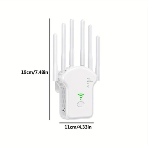 GENER 2023 WiFi Extender - Boost WiFi Signal, 300Mbps Dual Band, 3000sq.ft Coverage, 35 Devices, 4 Modes, 1-Tap Setup, 6 Antennas