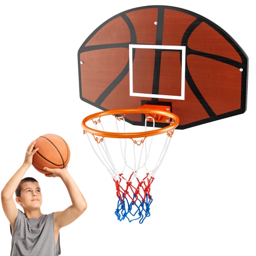 GYMAX  26" Wall Mounted Basketball Hoop Set W/shatter-Proof Backboard Indoor Toy Gift