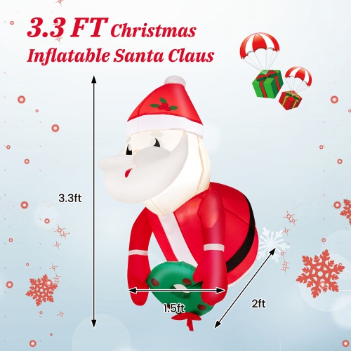 Gymax Inflatable Santa Claus Broke Out from Window Blow Up Decorations w/ Built-in LED Lights