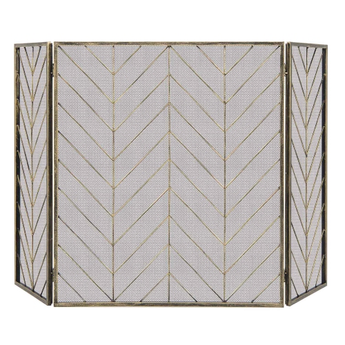 Gymax 3-Panel Fireplace Screen Foldable Wrought Metal Iron Mesh Fire Spark Guard