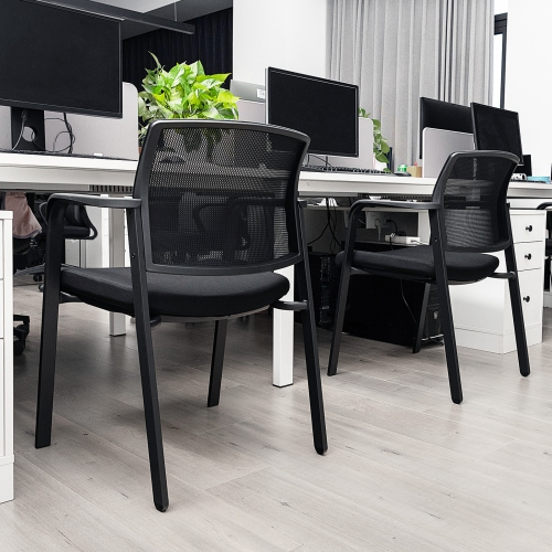 Gymax 6-Pack Office Conference Chair Set Mesh Guest Reception Stack Chairs w/ Caster Wheels