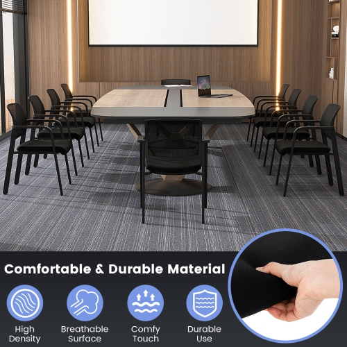 Gymax 10-Pack Office Conference Chair Set Mesh Guest Reception Stack Chairs w/ Caster Wheels