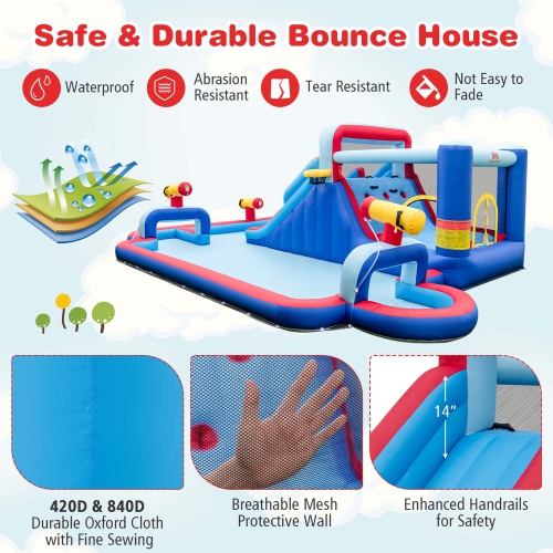 Costway Inflatable Water Slide Park Kids Bounce House Climbing Jumping without Blower