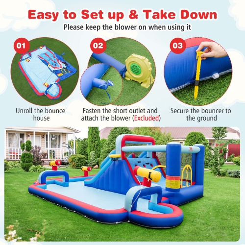 Costway Inflatable Water Slide Park Kids Bounce House Climbing Jumping without Blower