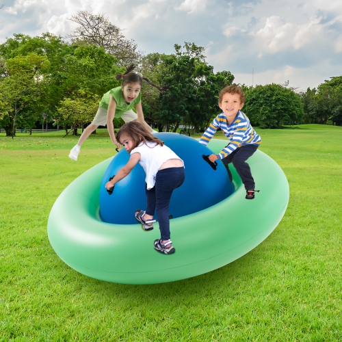 Costway 7.5 FT Inflatable Dome Rocker Bouncer with 6 Handles Fun Outdoor Game for Kids