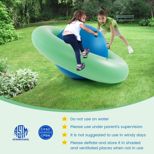 Costway 7.5 FT Inflatable Dome Rocker Bouncer with 6 Handles Fun Outdoor Game for Kids