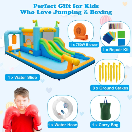 Costway Inflatable Water Slide Giant Kids Bounce House Park Splash Pool with 680W Blower