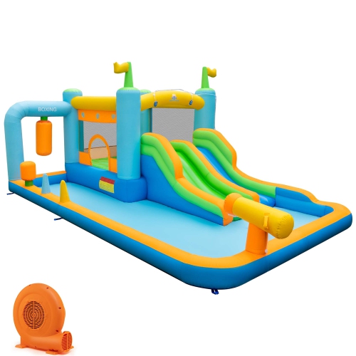 Costway Inflatable Water Slide Giant Kids Bounce House Park Splash Pool with 680W Blower