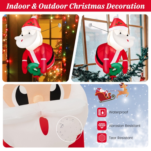 Costway 3.3FT Inflatable Christmas Santa Claus Broke Out from Window Hanging Decoration