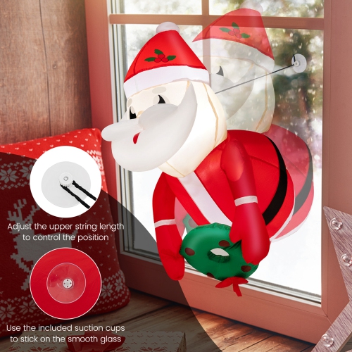 Costway 3.3FT Inflatable Christmas Santa Claus Broke Out from Window Hanging Decoration
