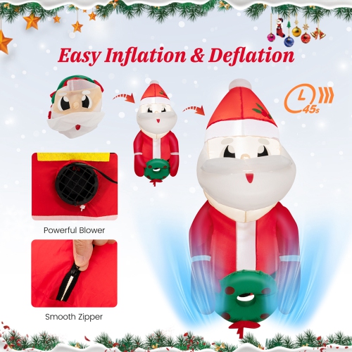 Costway 3.3FT Inflatable Christmas Santa Claus Broke Out from Window Hanging Decoration