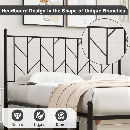 Cadre de lit plateforme en métal de Costway base de matelas rétro noir