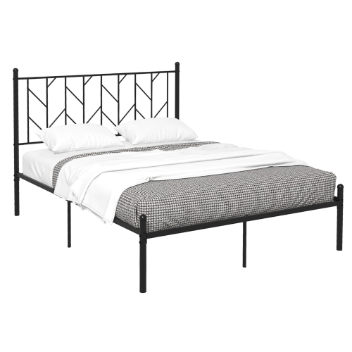 Cadre de lit plateforme en métal de Costway base de matelas rétro noir