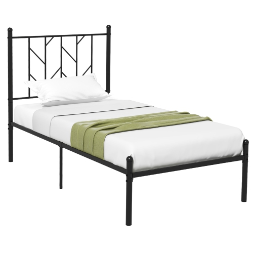 Cadre de lit plateforme en métal de Costway base de matelas rétro noir