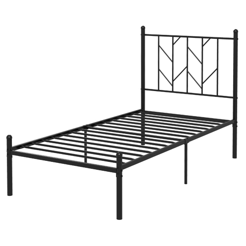 Cadre de lit plateforme en métal de Costway base de matelas rétro noir