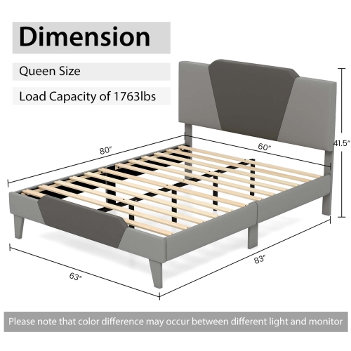 Costway Upholstered Platform Bed Frame Velvet Headboard Mattress Foundation