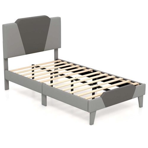Base de matelas en velours avec cadre de lit plateforme recouvert de Costway