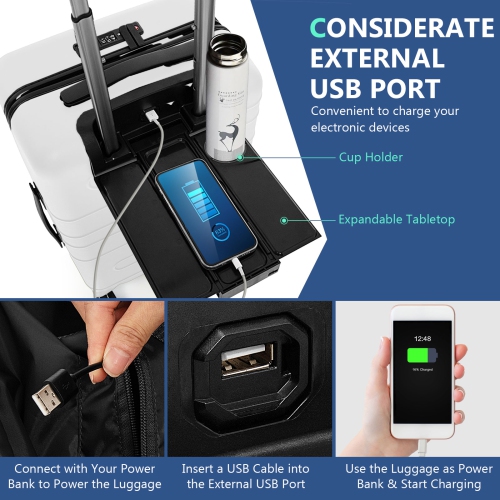 Bagage de cabine rigide 20 po TSA de Costway avec pochette avant et port USB