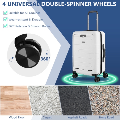 Bagage de cabine rigide 20 po TSA de Costway avec pochette avant et port USB