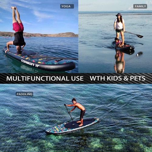 WINGOMART 10.7FT Inflatable Stand up Paddle Board W/ Premium SUP Accessories |upgraded paddle boards W/ 3 Fish Fin |1-2Person Up to 380lb SUP Board