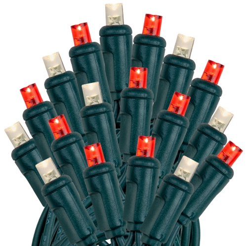 Jeu de mini lumières de Noël LED de 25 pi 50 sur fil vert, ampoules grand-angle 5&nbsp;mm, connectables, décoration intérieure/extérieure, homologuée