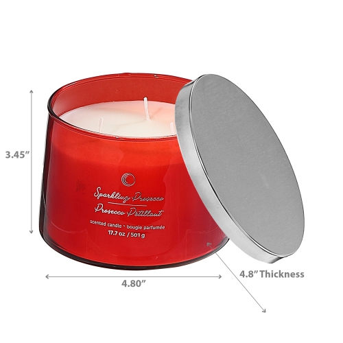 Maison Concepts 18Oz 3 Wick High Gloss Taper Candle Sparkling Prosecco