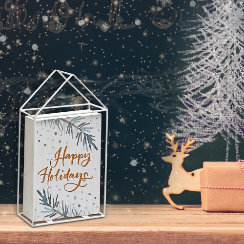 Maison Concepts Christmas Metal Framed House Happy Holidays