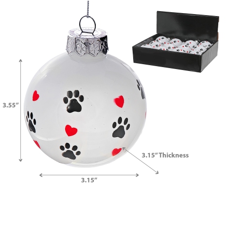 Maison Concepts Christmas Paw Prints Ornament - Set of 12